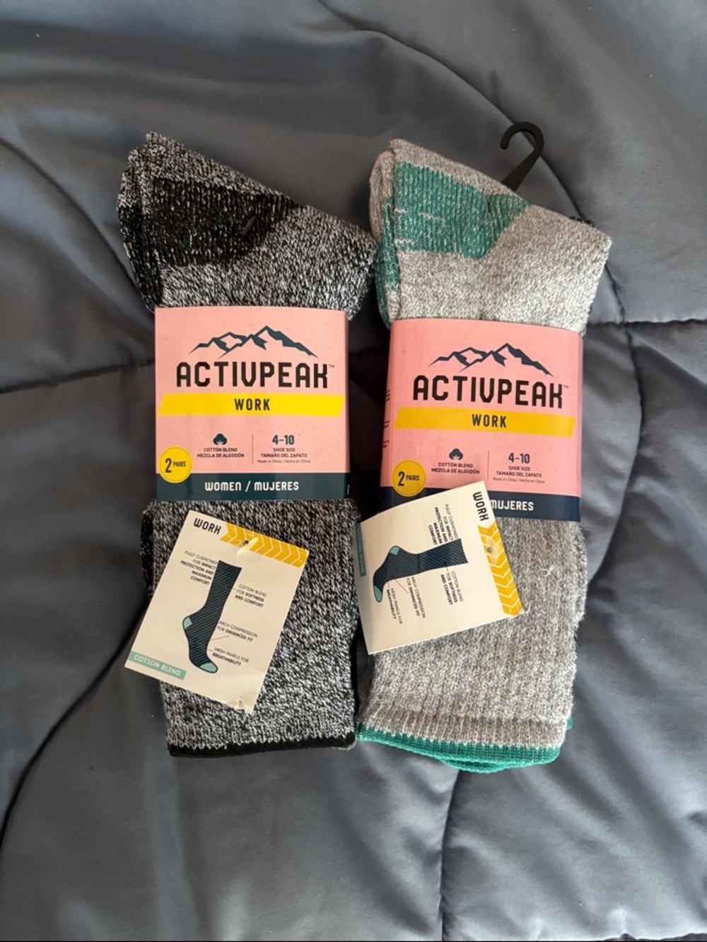 Women's Crew Socks - 2 Packs of 2 pairs